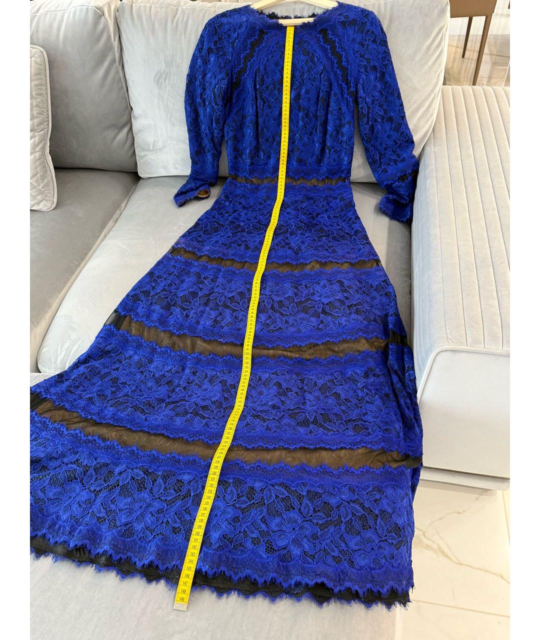 TADASHI SHOJI Синее кружевное вечернее платье, фото 5