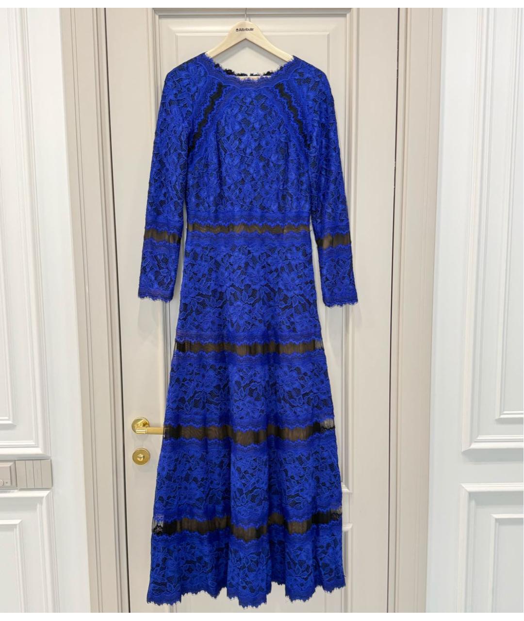 TADASHI SHOJI Синее кружевное вечернее платье, фото 8