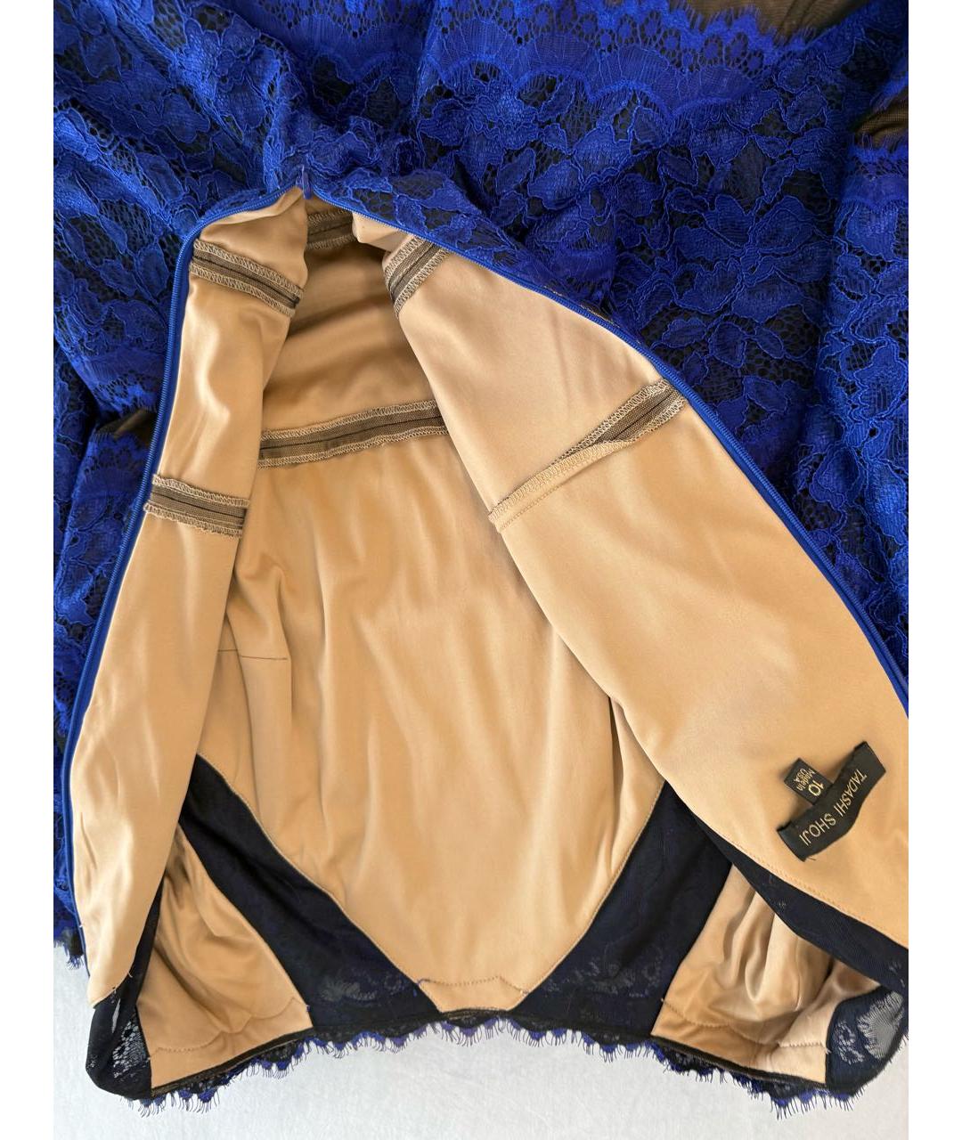 TADASHI SHOJI Синее кружевное вечернее платье, фото 6