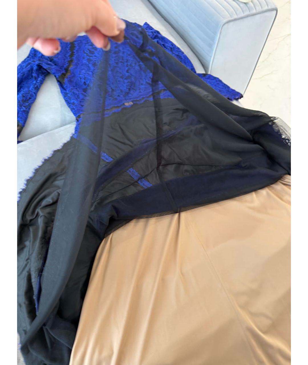 TADASHI SHOJI Синее кружевное вечернее платье, фото 7