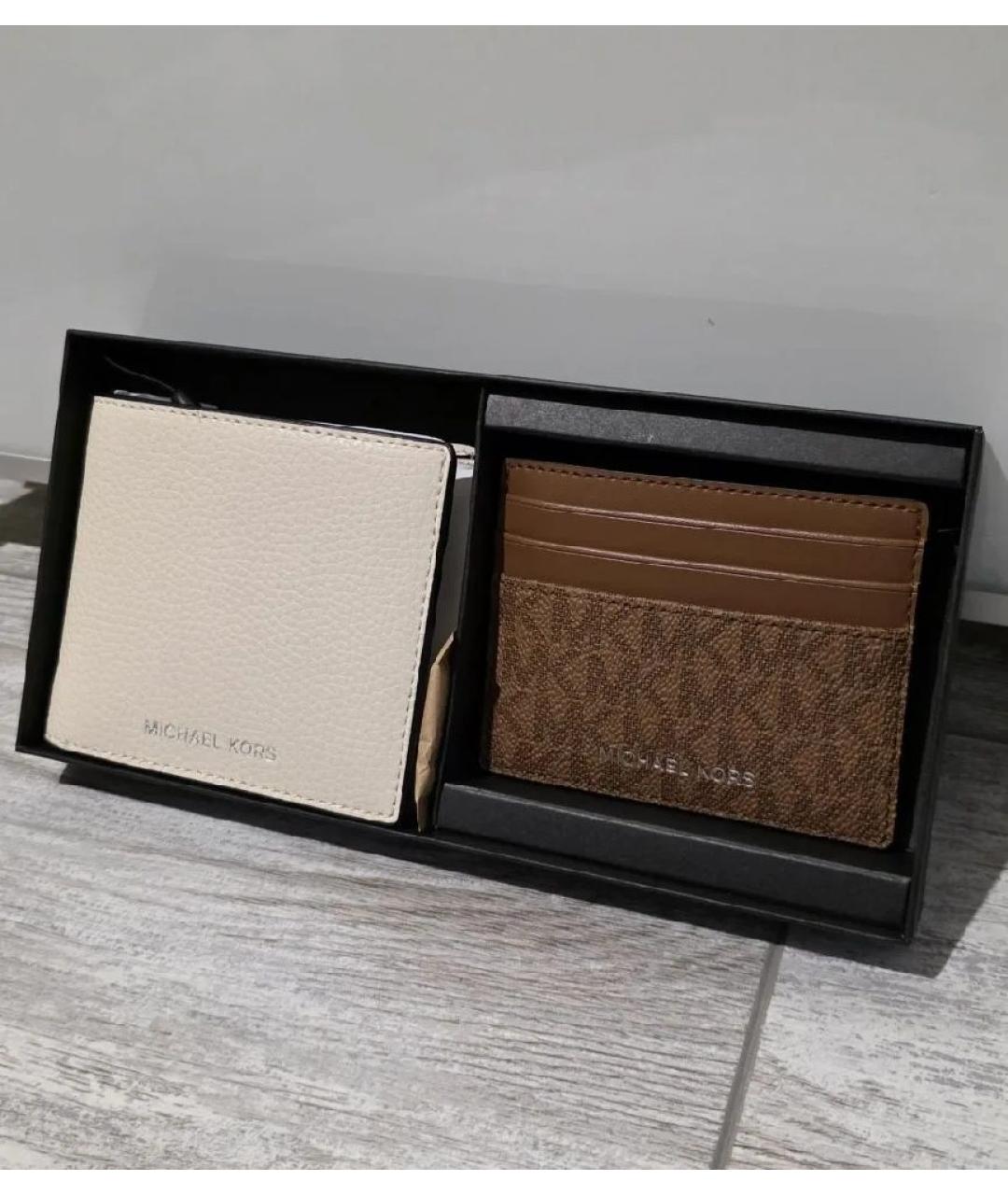 MICHAEL KORS Бежевый кожаный кошелек, фото 9