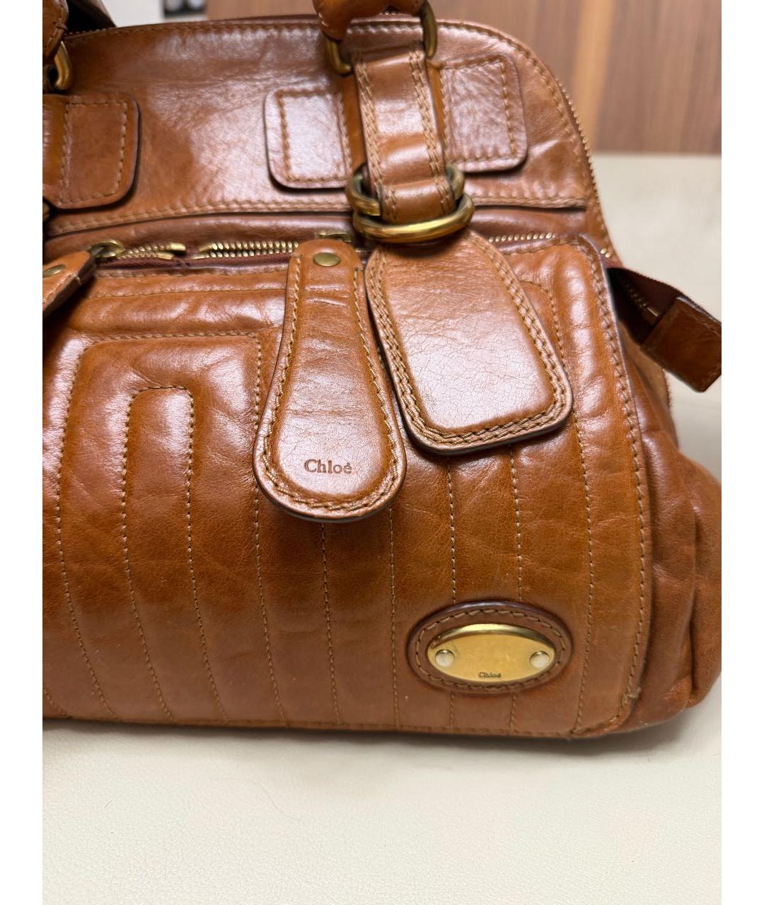 CHLOE Коричневая кожаная сумка с короткими ручками, фото 3