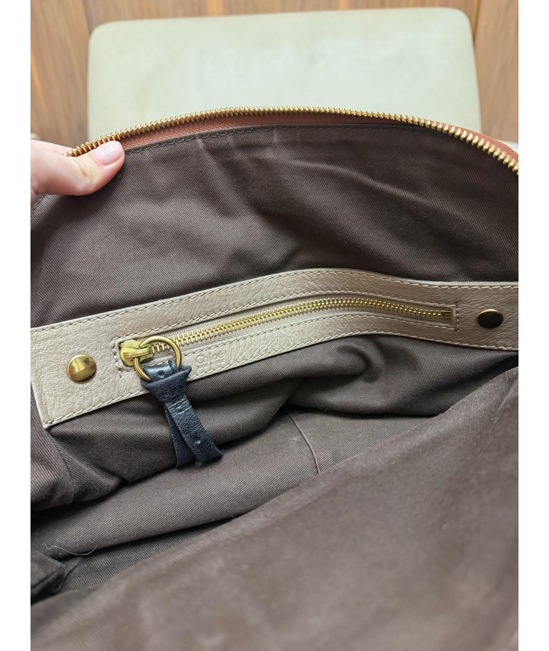 CHLOE Коричневая кожаная сумка с короткими ручками, фото 4