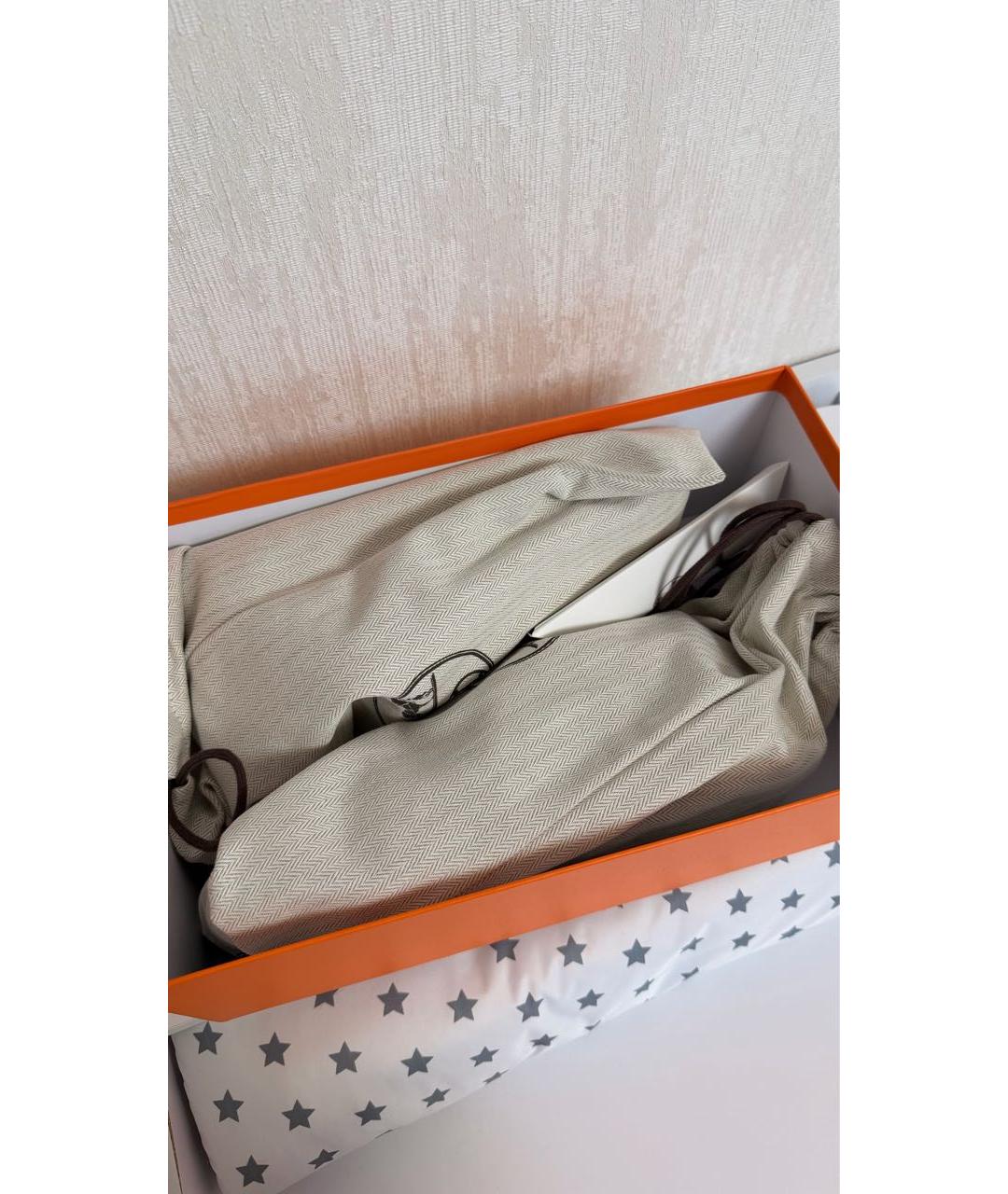 HERMES Черные кожаные кроссовки, фото 4