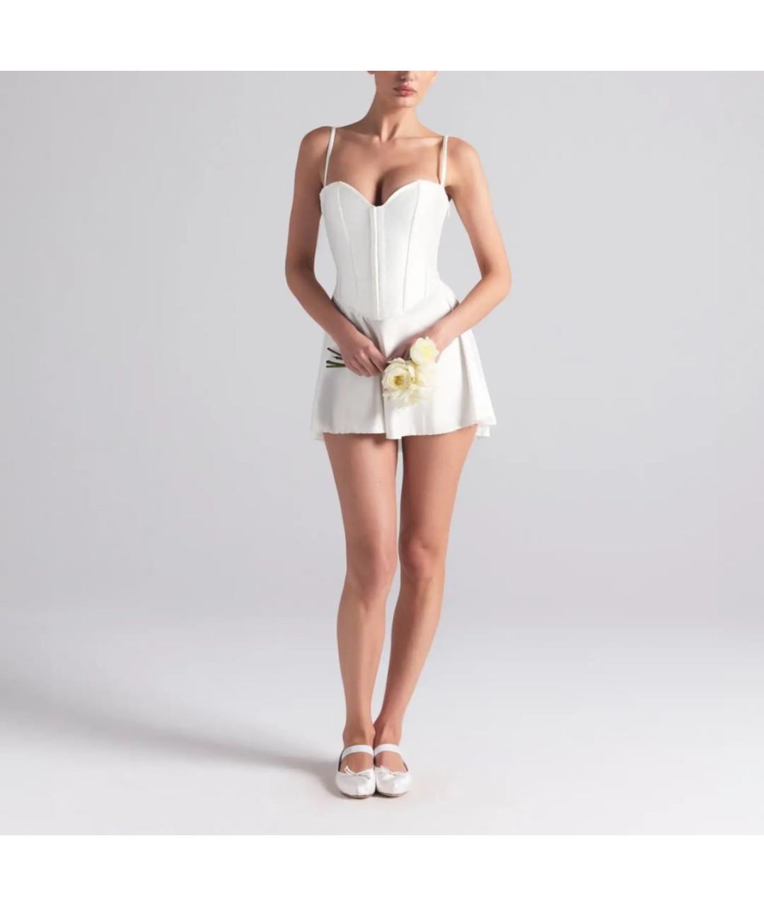 SKIMS Белое атласное коктейльное платье, фото 3