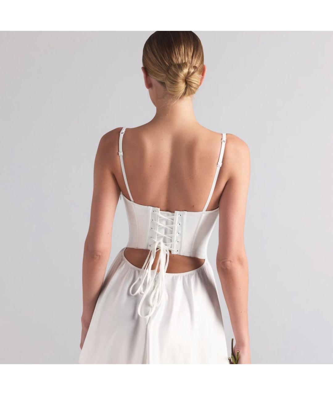 SKIMS Белое атласное коктейльное платье, фото 2