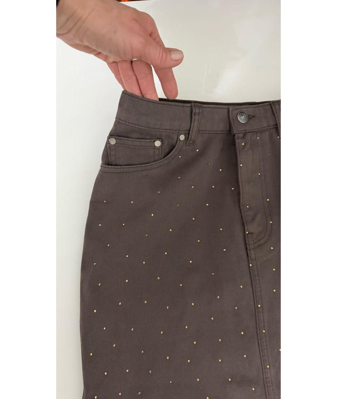 ROTATE Коричневая деним юбка миди, фото 6