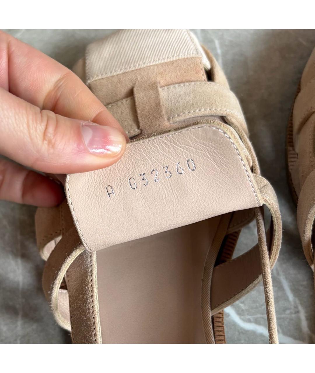 CHANEL Бежевые замшевые сандалии, фото 6