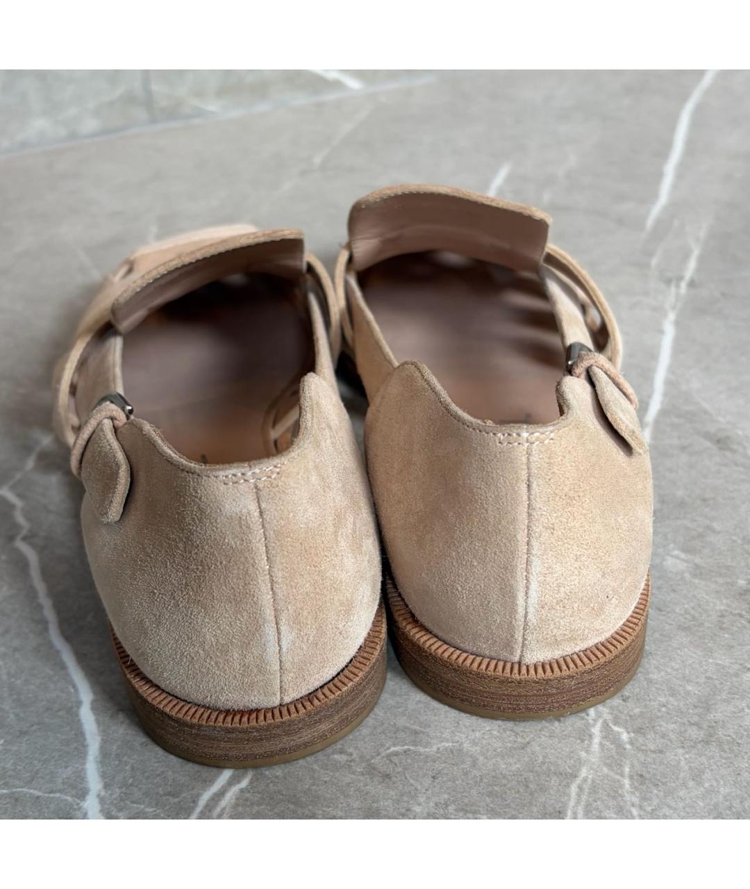 CHANEL Бежевые замшевые сандалии, фото 4