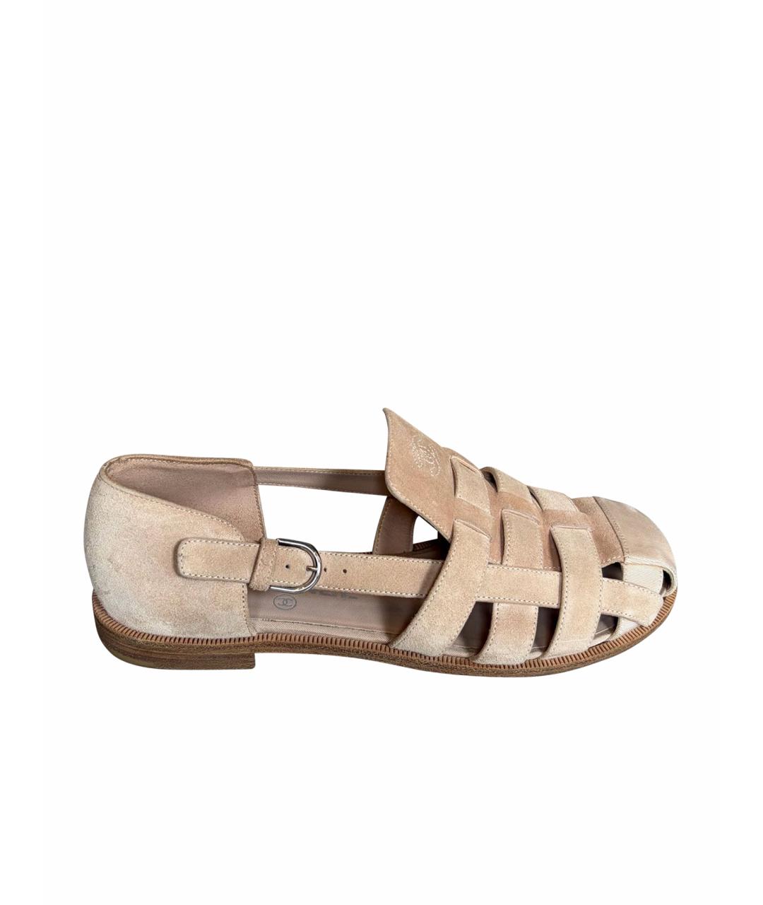 CHANEL Бежевые замшевые сандалии, фото 1