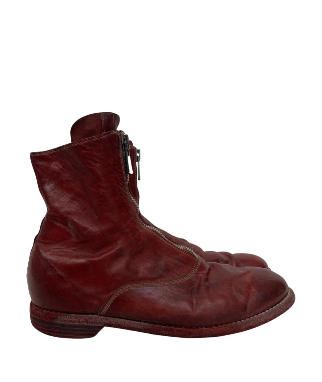 GUIDI Красные кожаные ботинки, фото 1