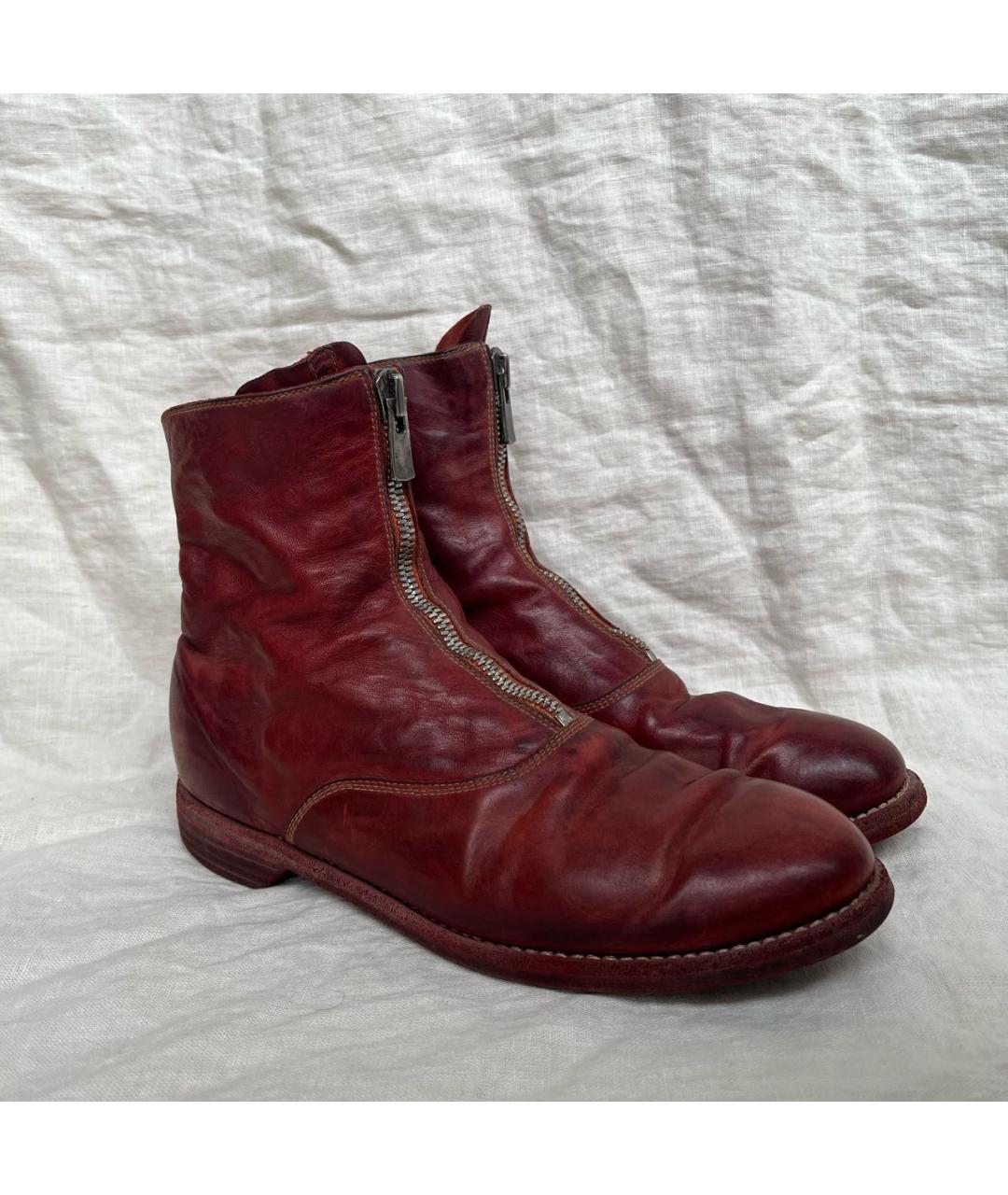 GUIDI Красные кожаные ботинки, фото 5