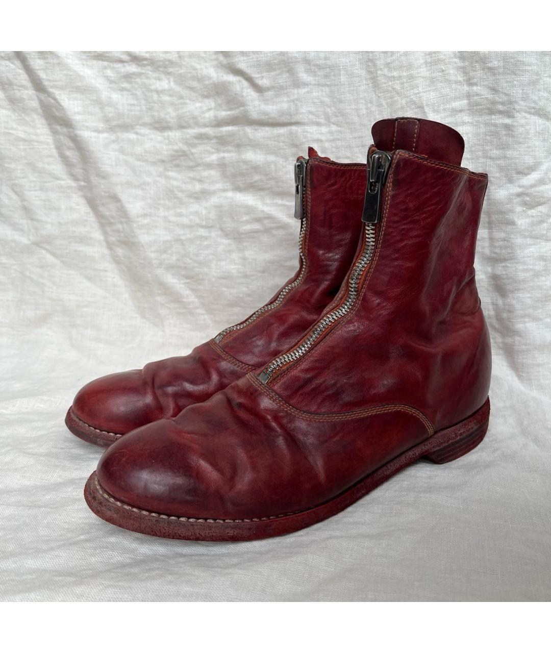 GUIDI Красные кожаные ботинки, фото 3