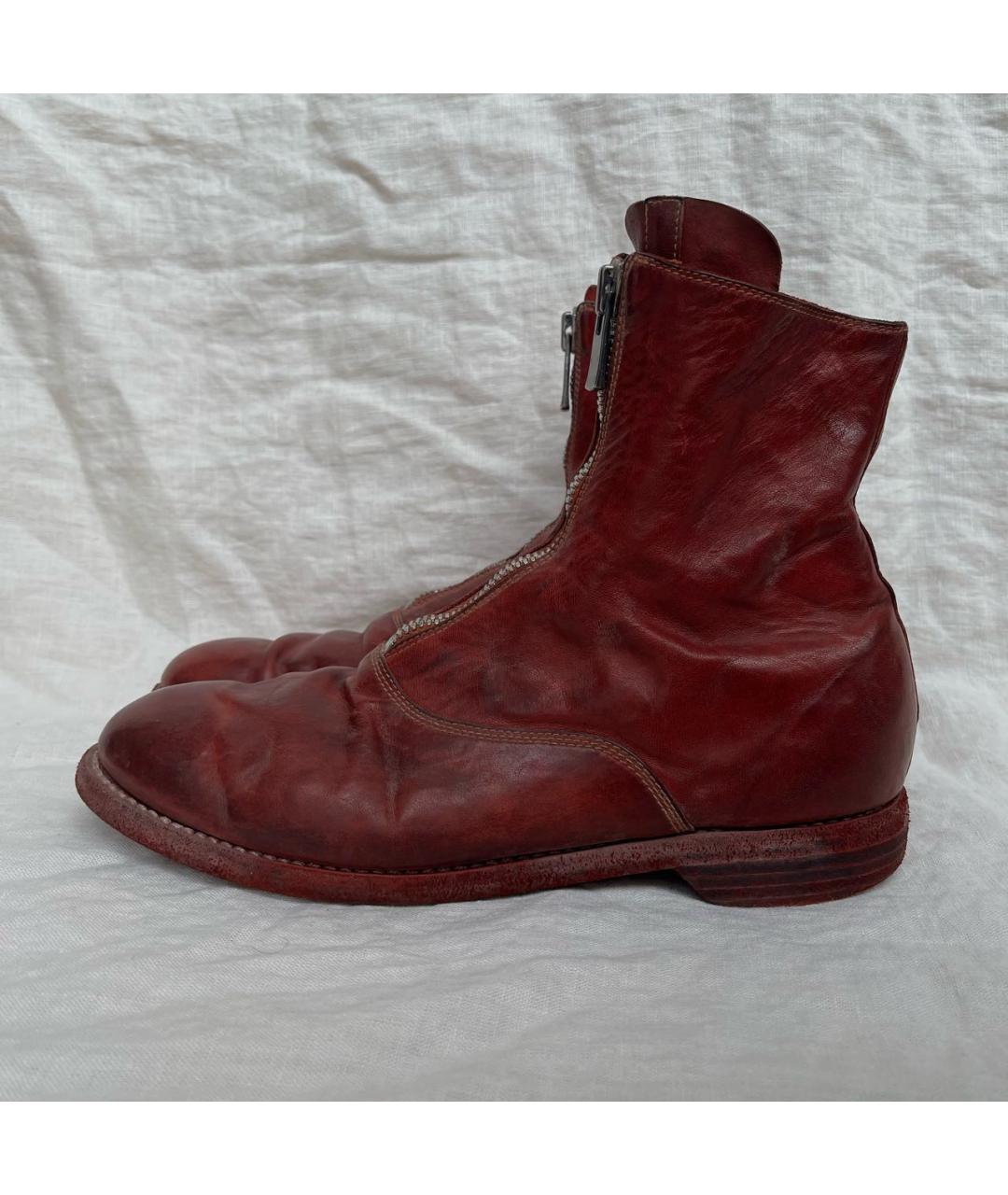 GUIDI Красные кожаные ботинки, фото 9
