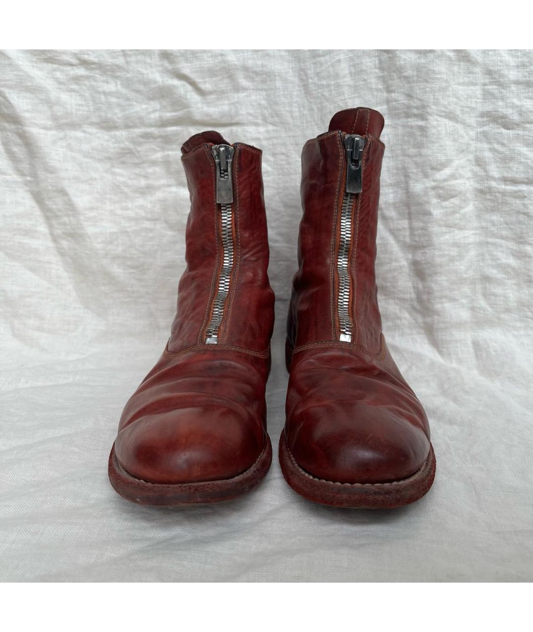 GUIDI Красные кожаные ботинки, фото 2