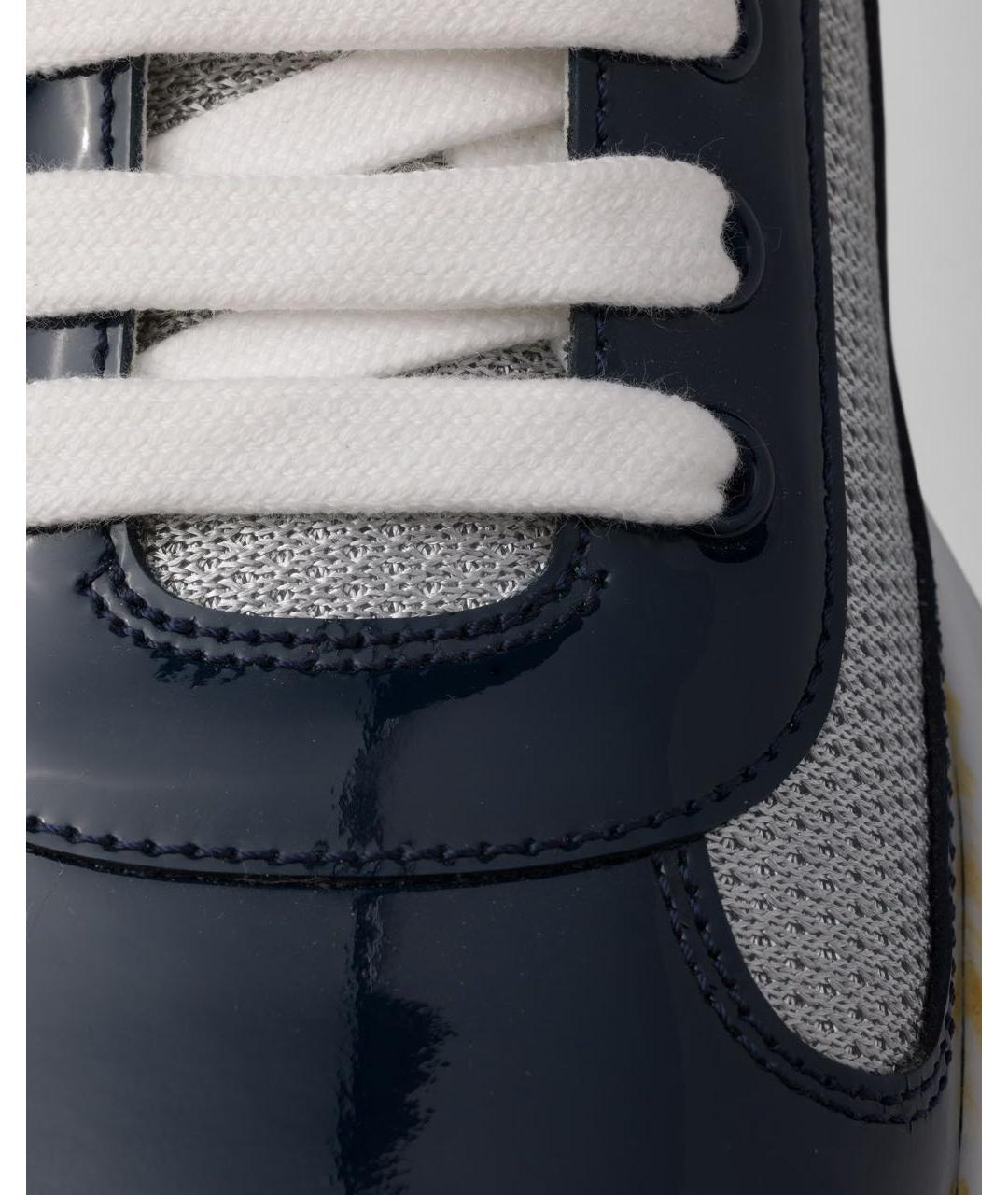 PRADA Темно-синие низкие кроссовки / кеды из лакированной кожи, фото 5