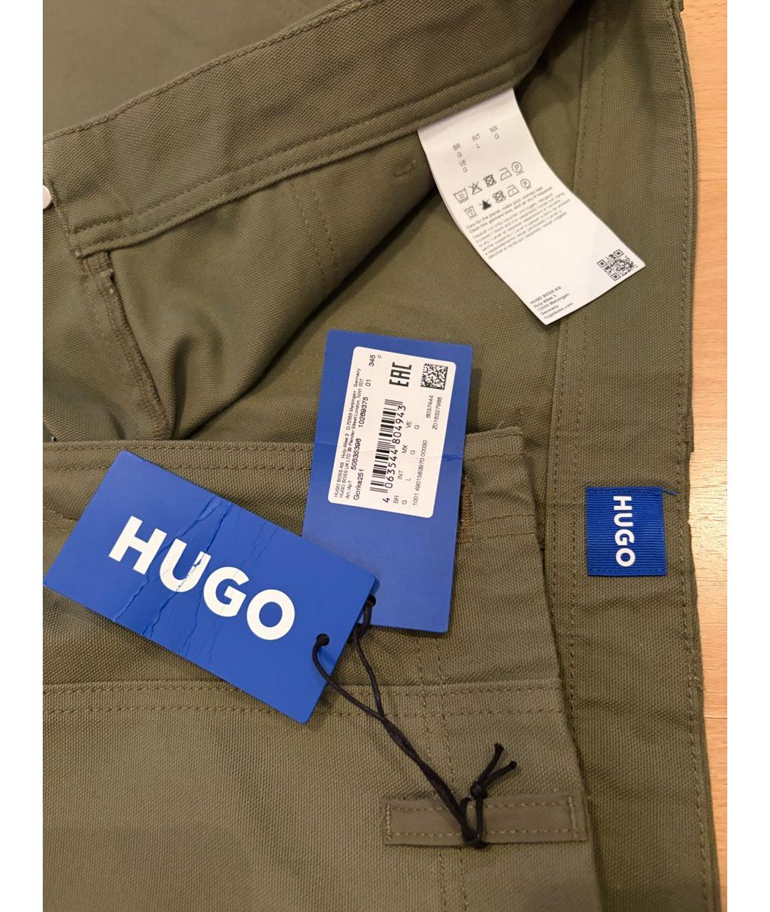 HUGO BOSS Хаки хлопковые повседневные брюки, фото 3
