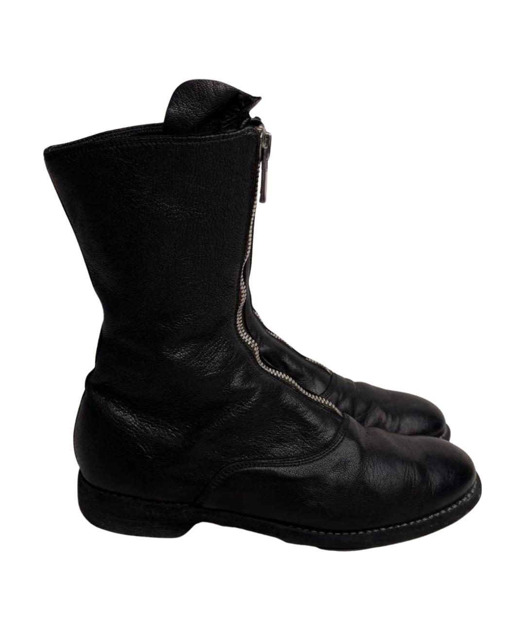 GUIDI Черные кожаные ботинки, фото 1