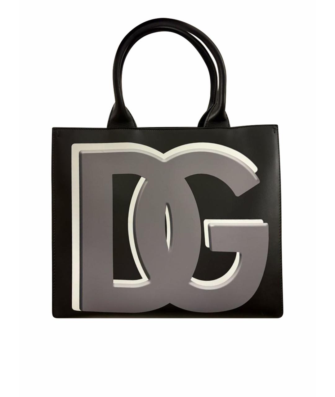 DOLCE&GABBANA Черная кожаная сумка тоут, фото 1