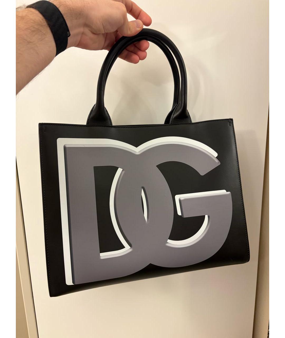 DOLCE&GABBANA Черная кожаная сумка тоут, фото 8