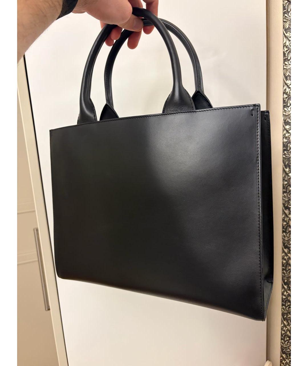 DOLCE&GABBANA Черная кожаная сумка тоут, фото 6