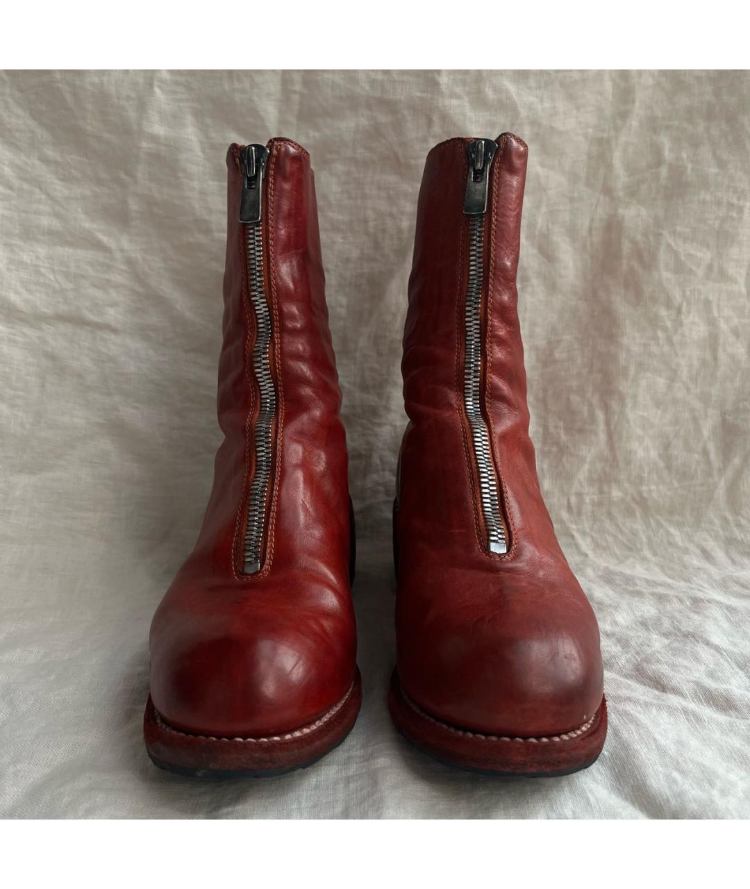 GUIDI Красные кожаные ботинки, фото 2