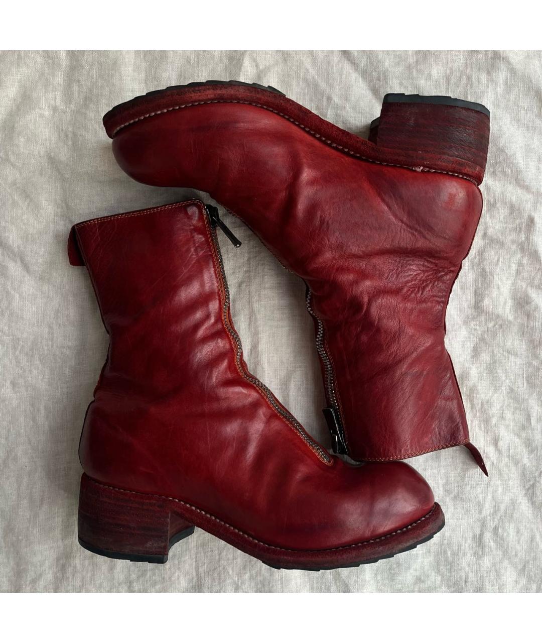 GUIDI Красные кожаные ботинки, фото 5