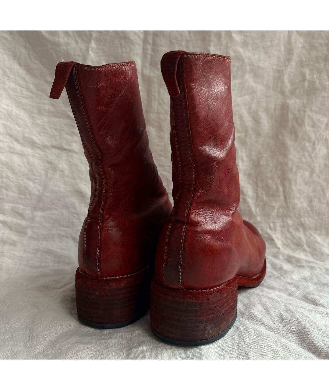 GUIDI Красные кожаные ботинки, фото 4