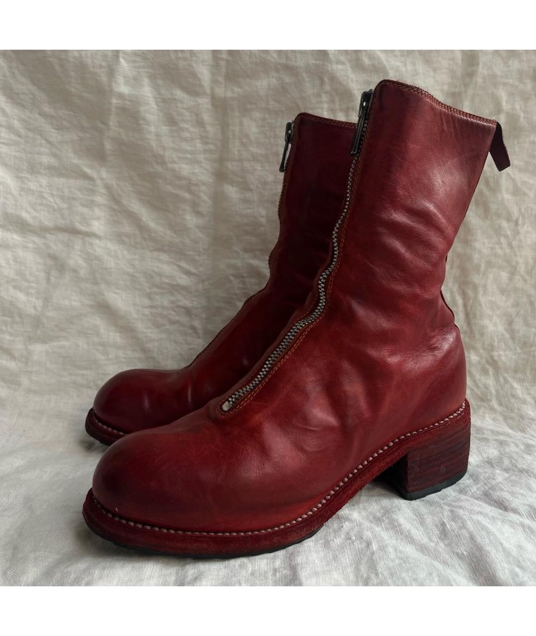 GUIDI Красные кожаные ботинки, фото 3
