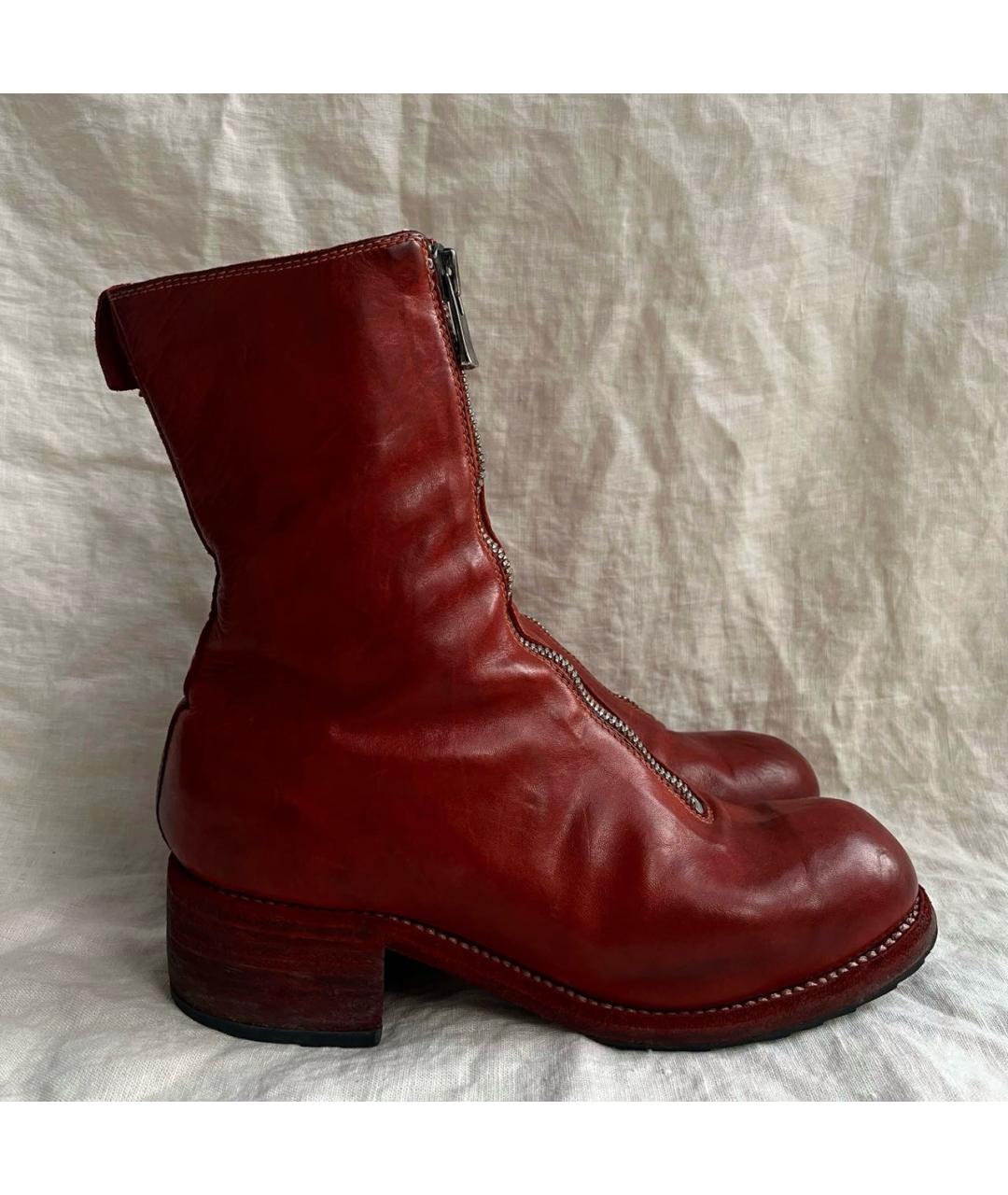 GUIDI Красные кожаные ботинки, фото 9