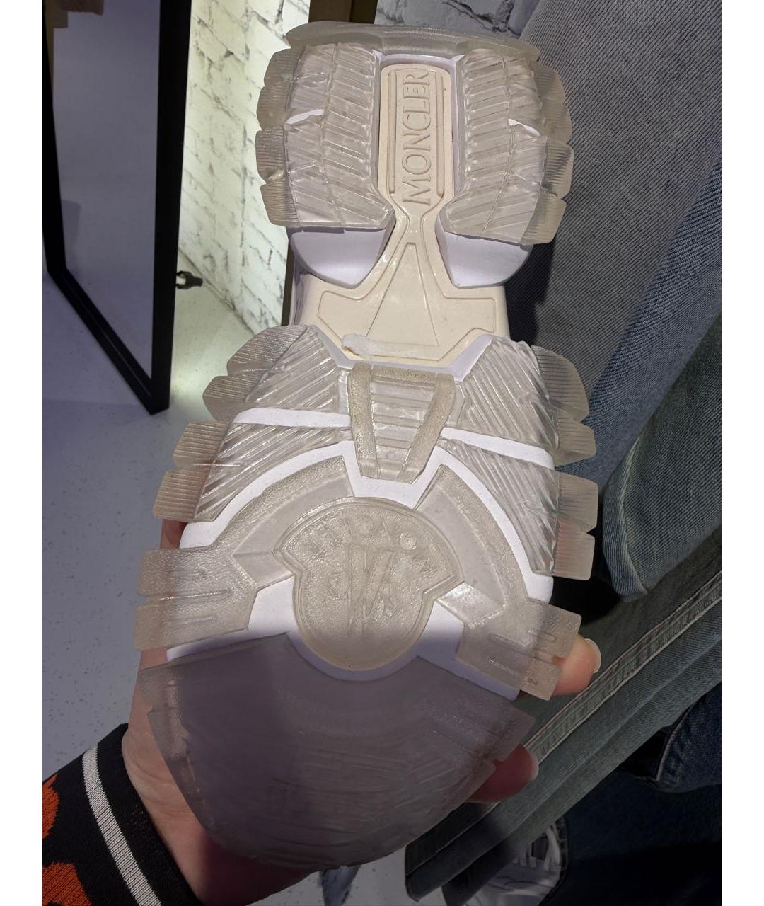 MONCLER Бежевые текстильные кроссовки, фото 5