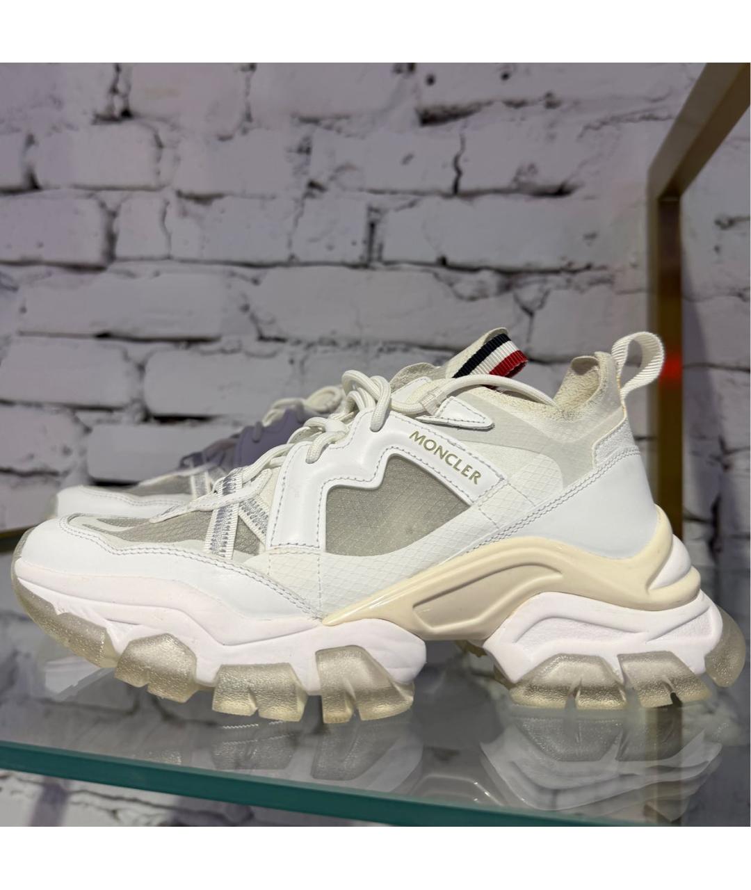 MONCLER Бежевые текстильные кроссовки, фото 4