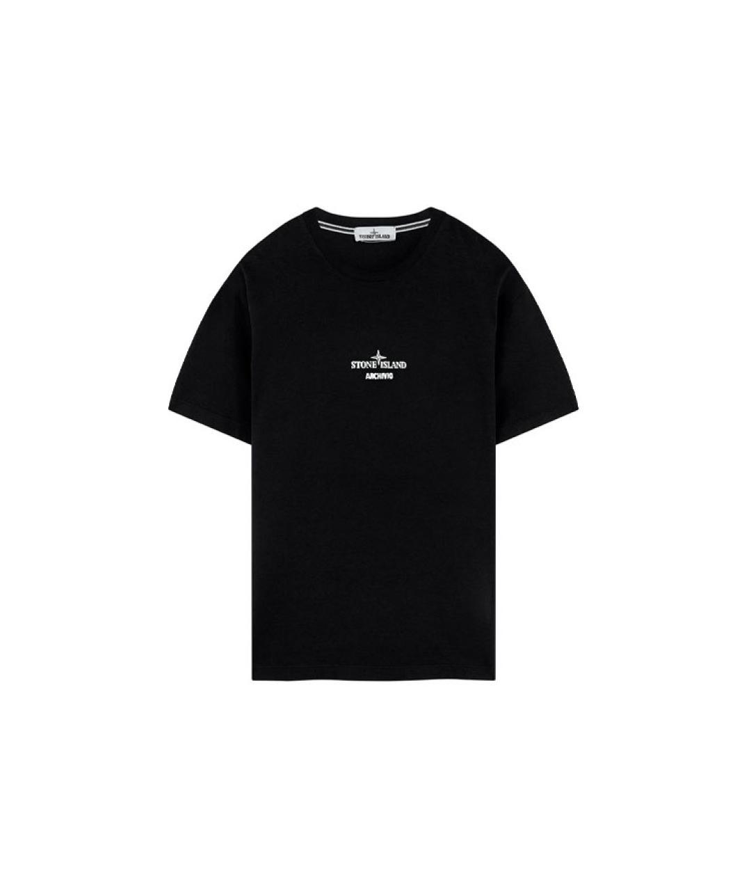 STONE ISLAND Черная хлопковая футболка, фото 2