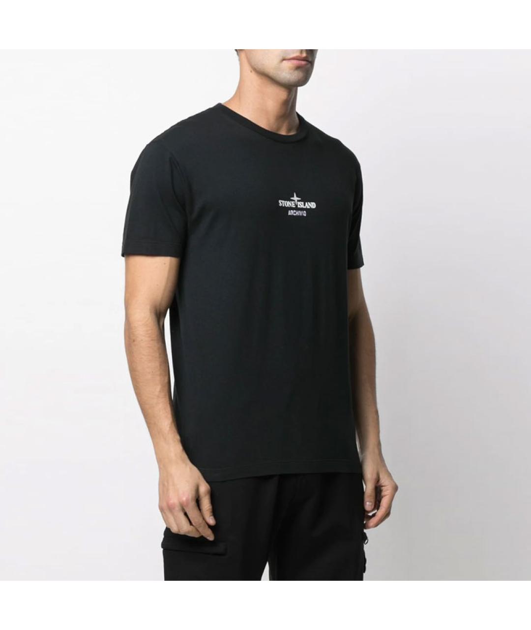 STONE ISLAND Черная хлопковая футболка, фото 4
