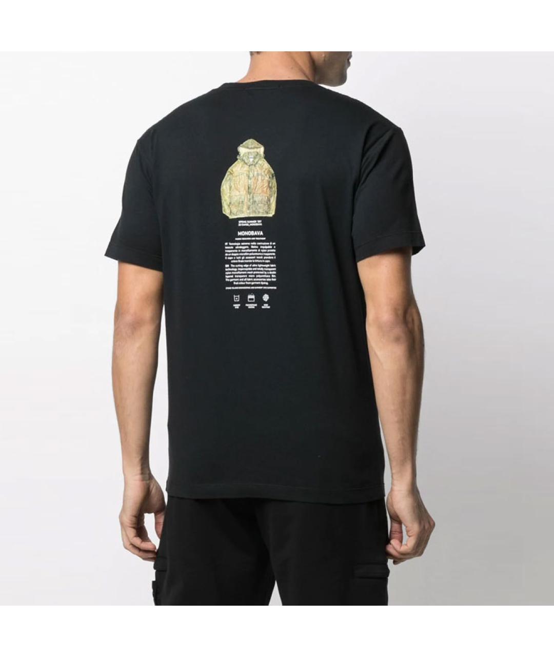 STONE ISLAND Черная хлопковая футболка, фото 5