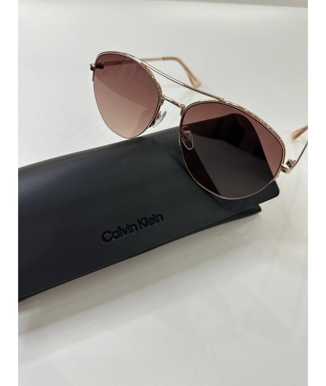 CALVIN KLEIN Розовые металлические солнцезащитные очки, фото 3