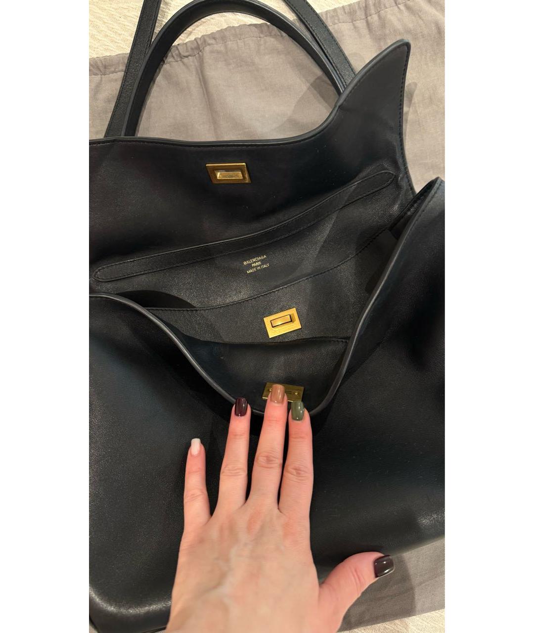 BALENCIAGA Черная кожаная сумка через плечо, фото 4