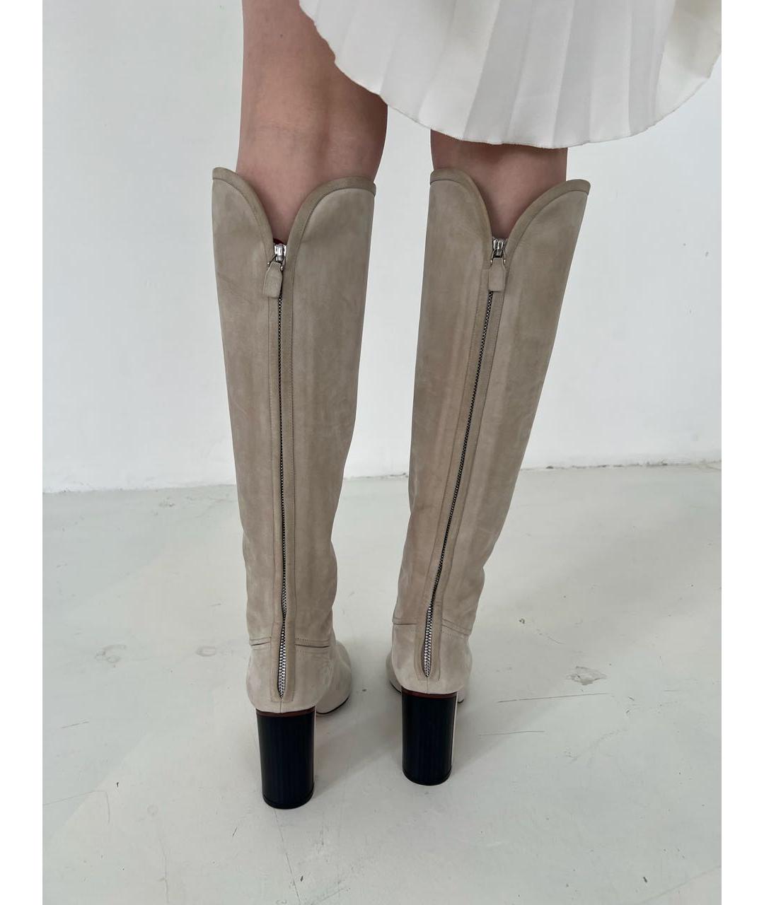 LORO PIANA Бежевые замшевые сапоги, фото 6