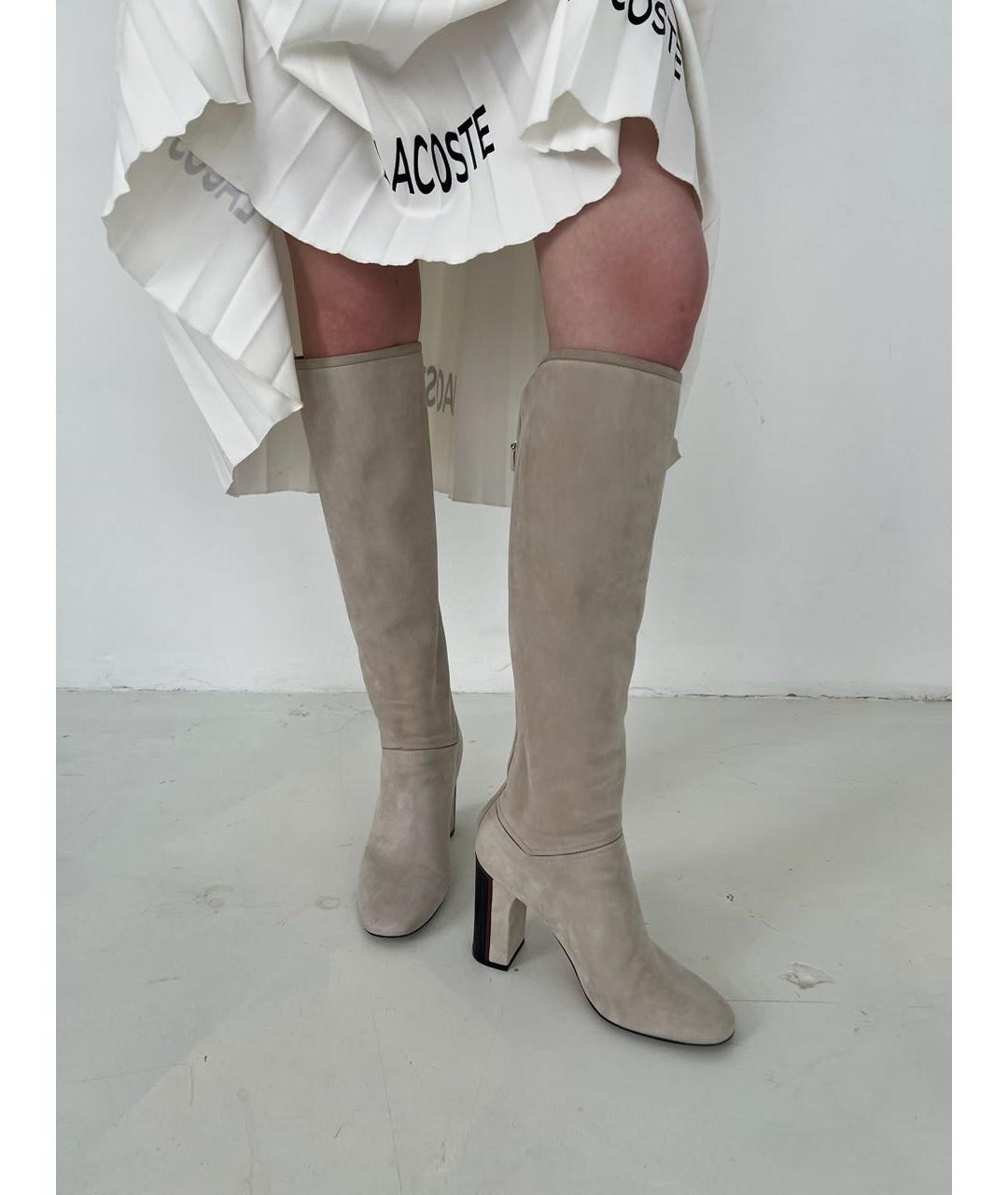 LORO PIANA Бежевые замшевые сапоги, фото 5