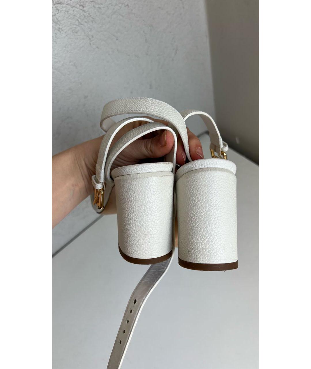 LOUIS VUITTON Белые кожаные босоножки, фото 4