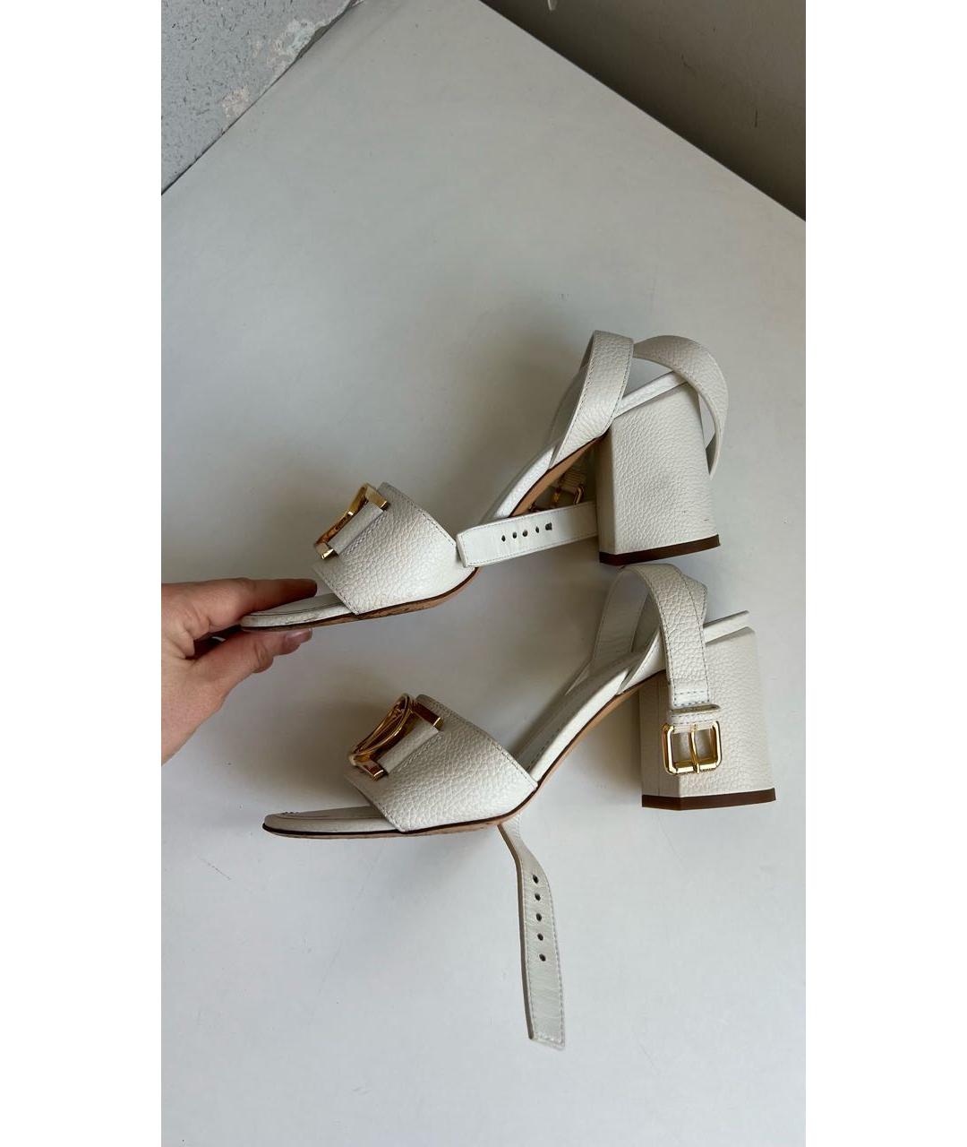 LOUIS VUITTON Белые кожаные босоножки, фото 9