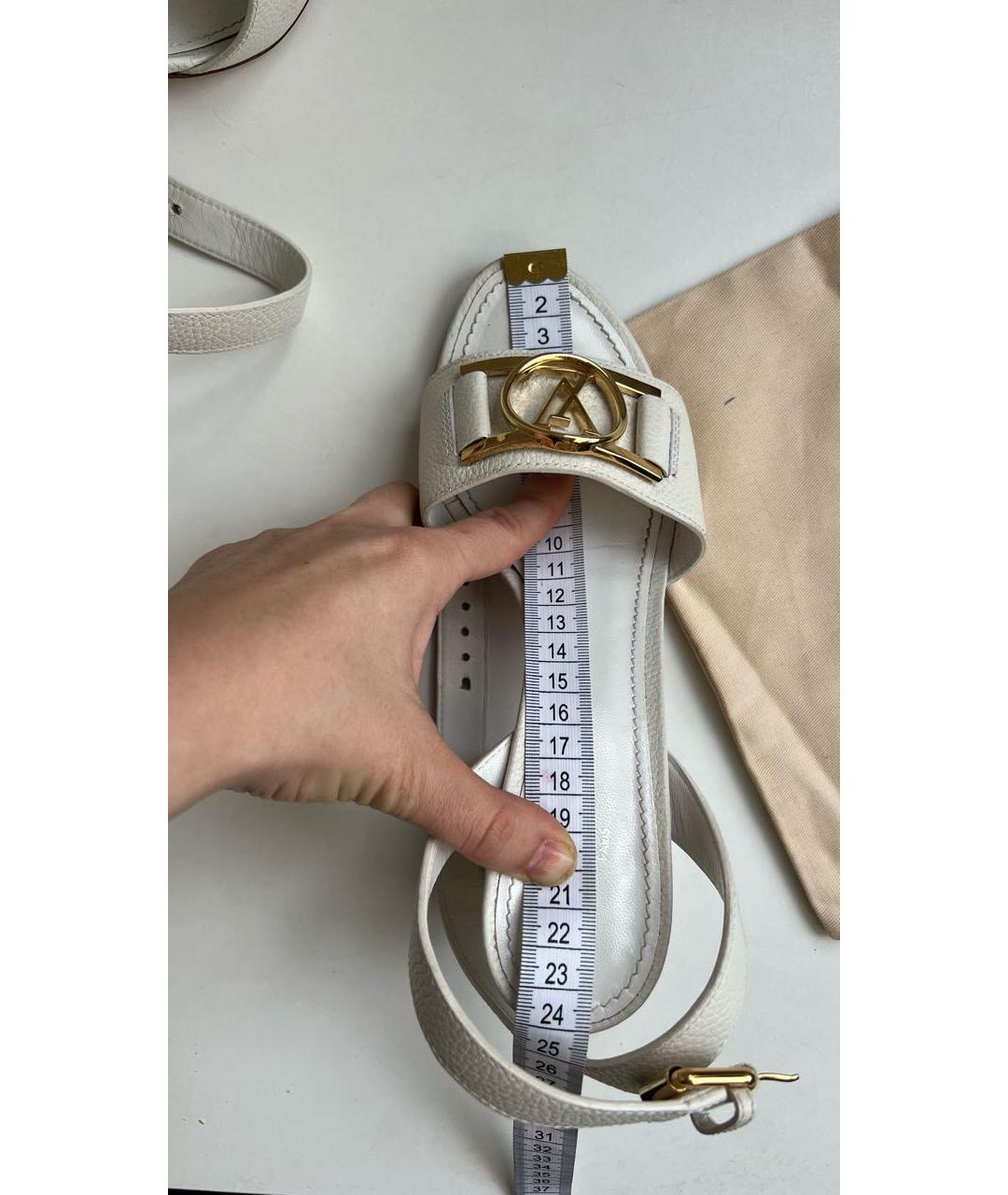 LOUIS VUITTON Белые кожаные босоножки, фото 6