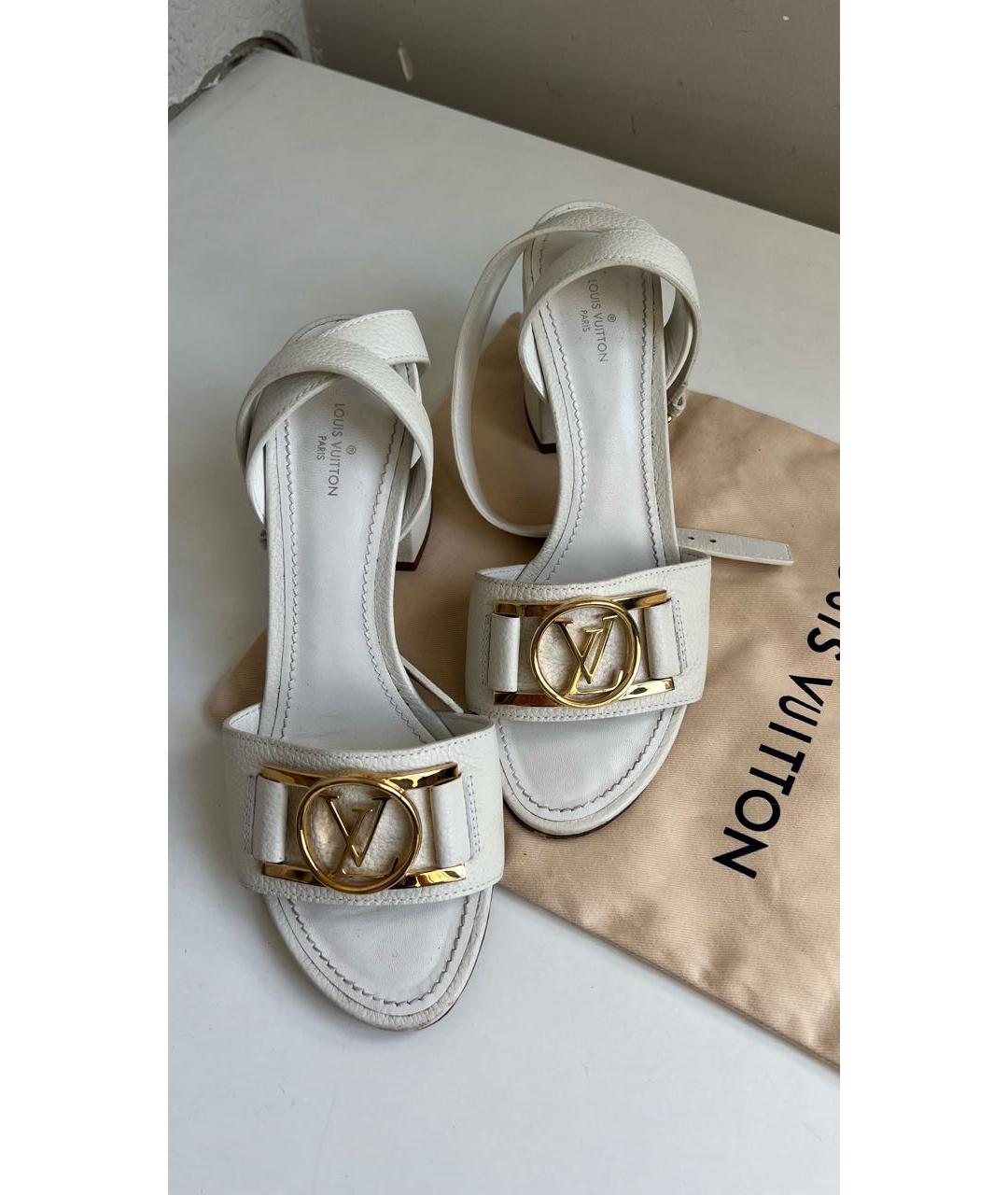 LOUIS VUITTON Белые кожаные босоножки, фото 2