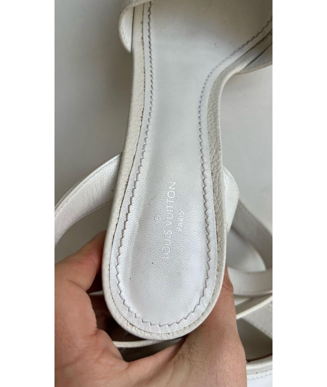 LOUIS VUITTON Белые кожаные босоножки, фото 7