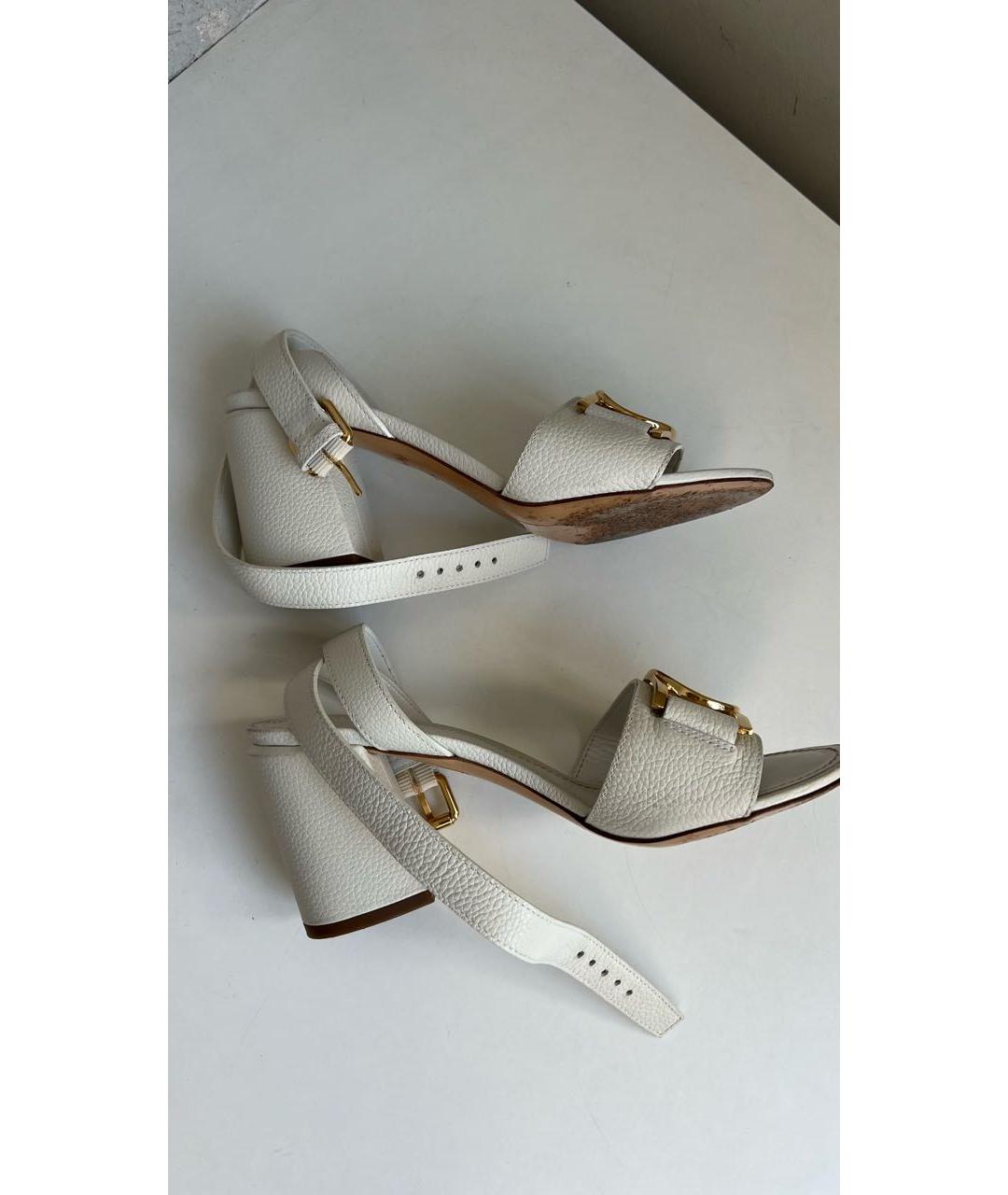 LOUIS VUITTON Белые кожаные босоножки, фото 3