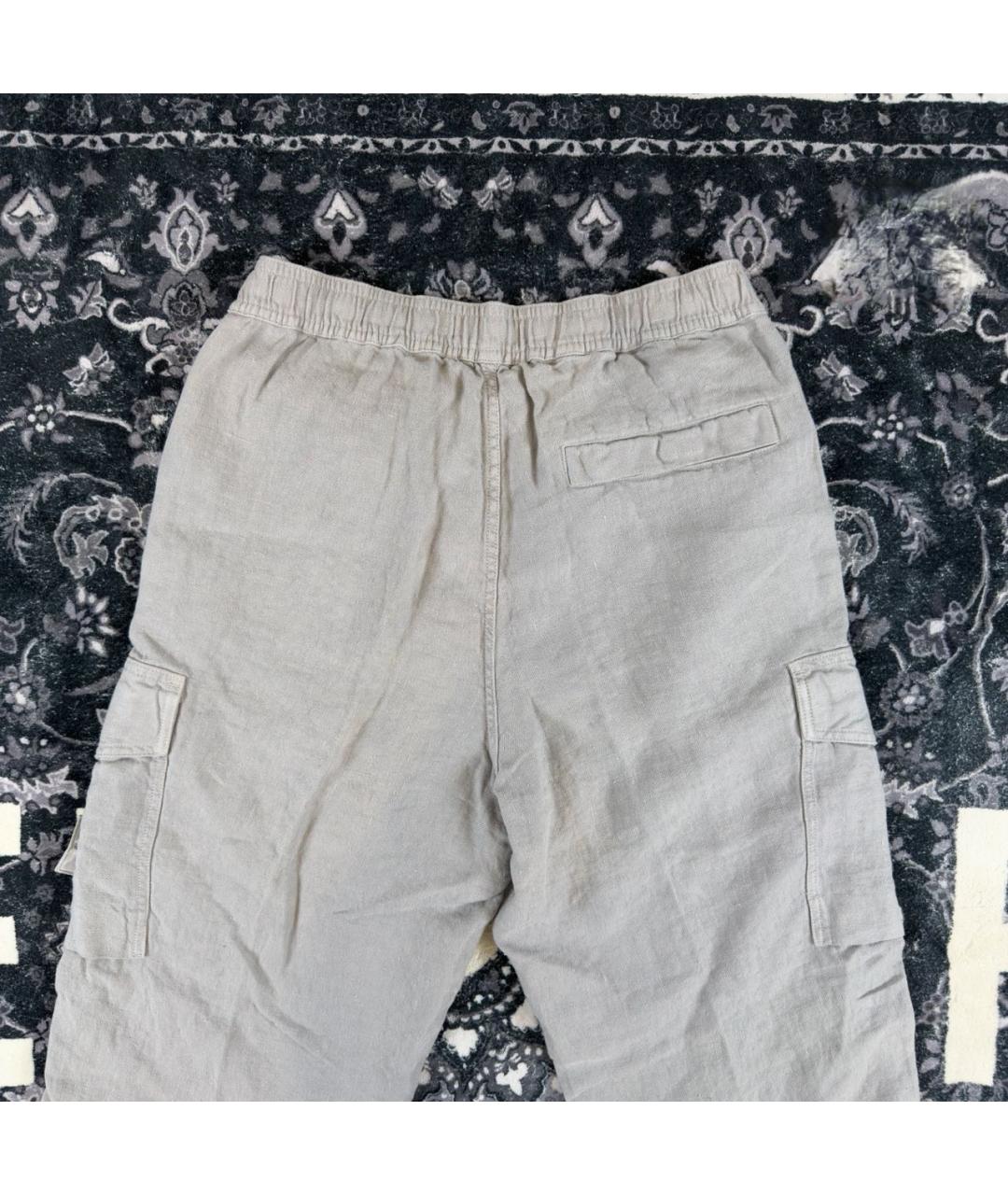 STONE ISLAND Серые льняные повседневные брюки, фото 4