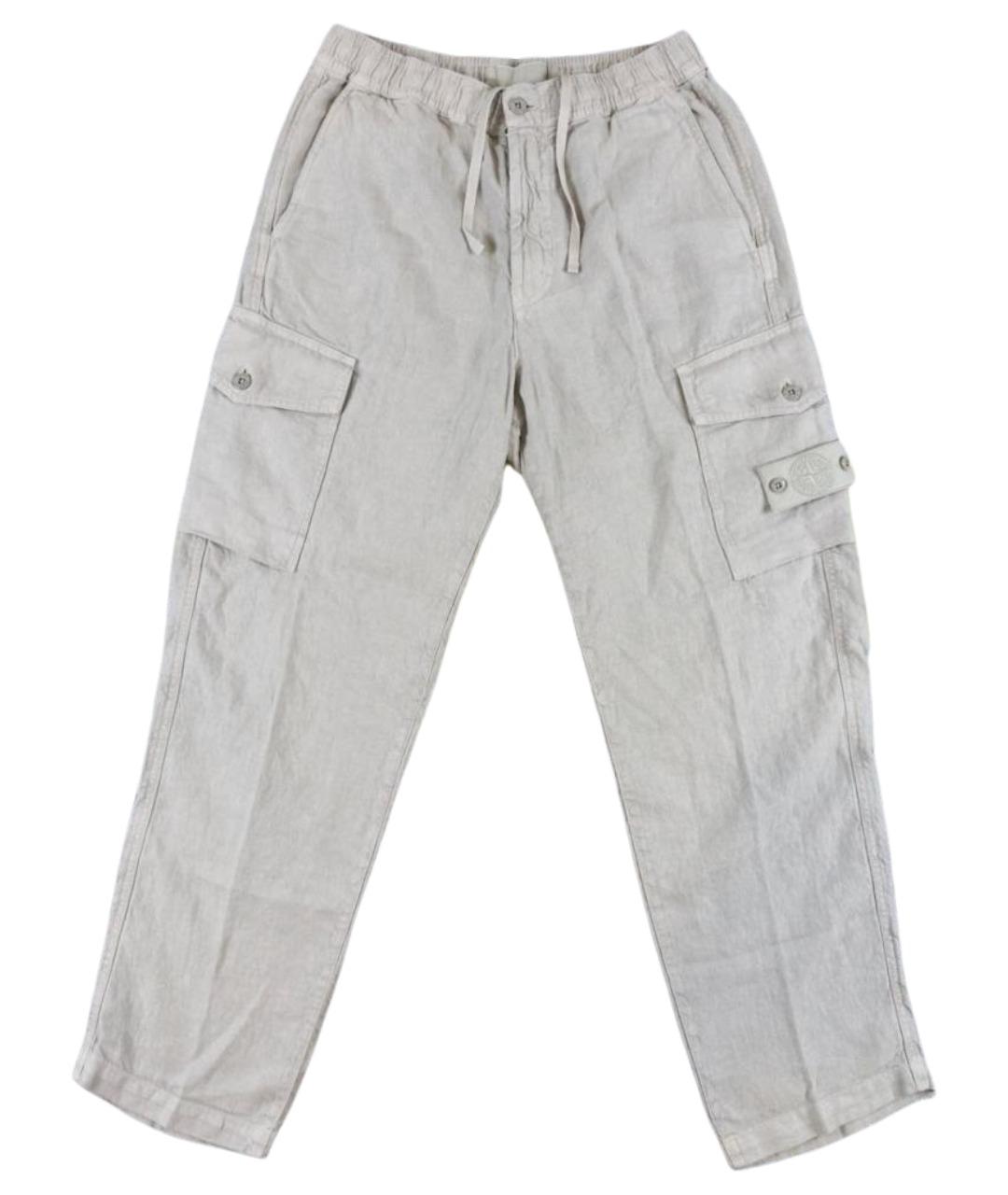 STONE ISLAND Серые льняные повседневные брюки, фото 1