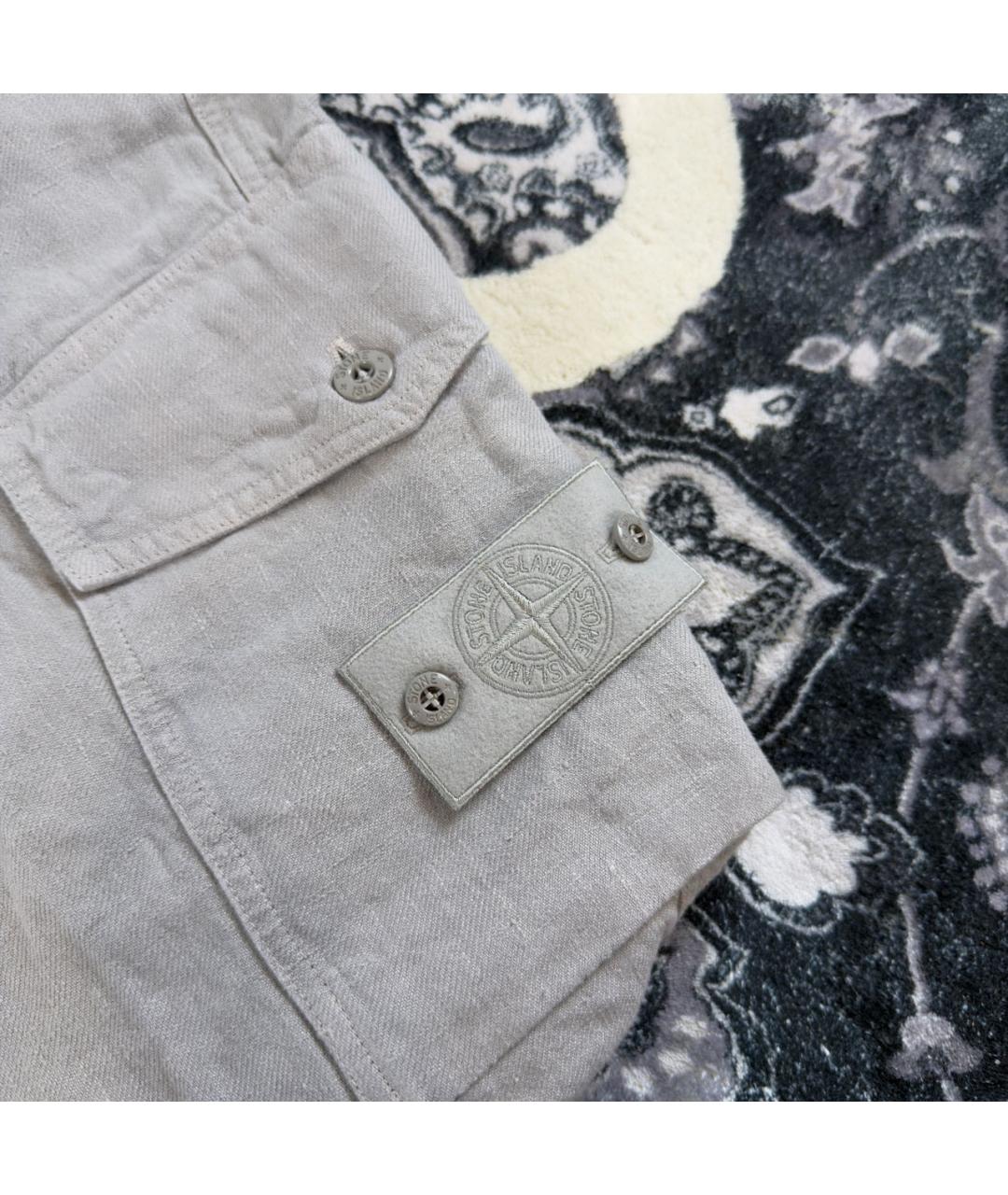 STONE ISLAND Серые льняные повседневные брюки, фото 3