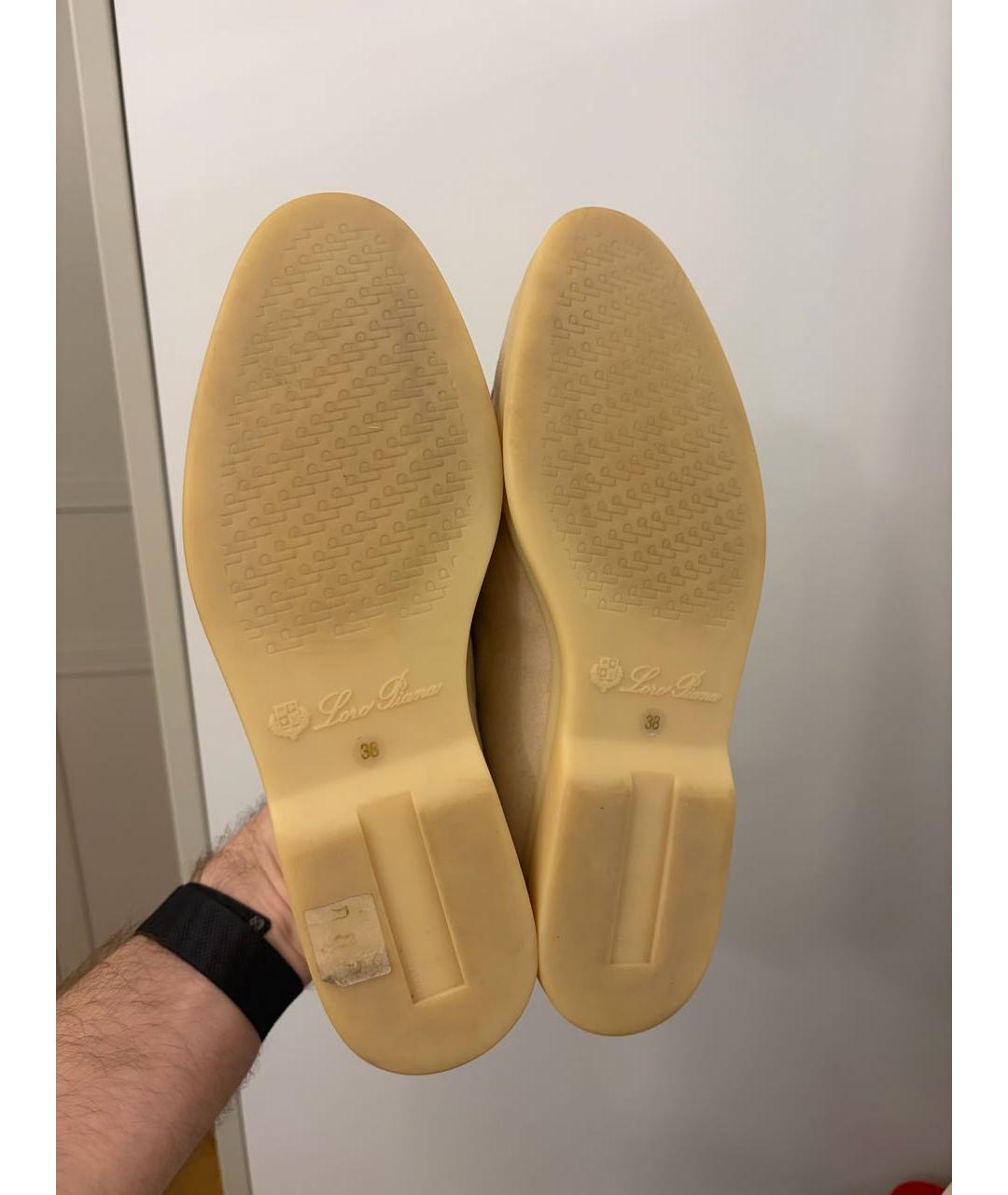 LORO PIANA Бежевые замшевые лоферы, фото 6