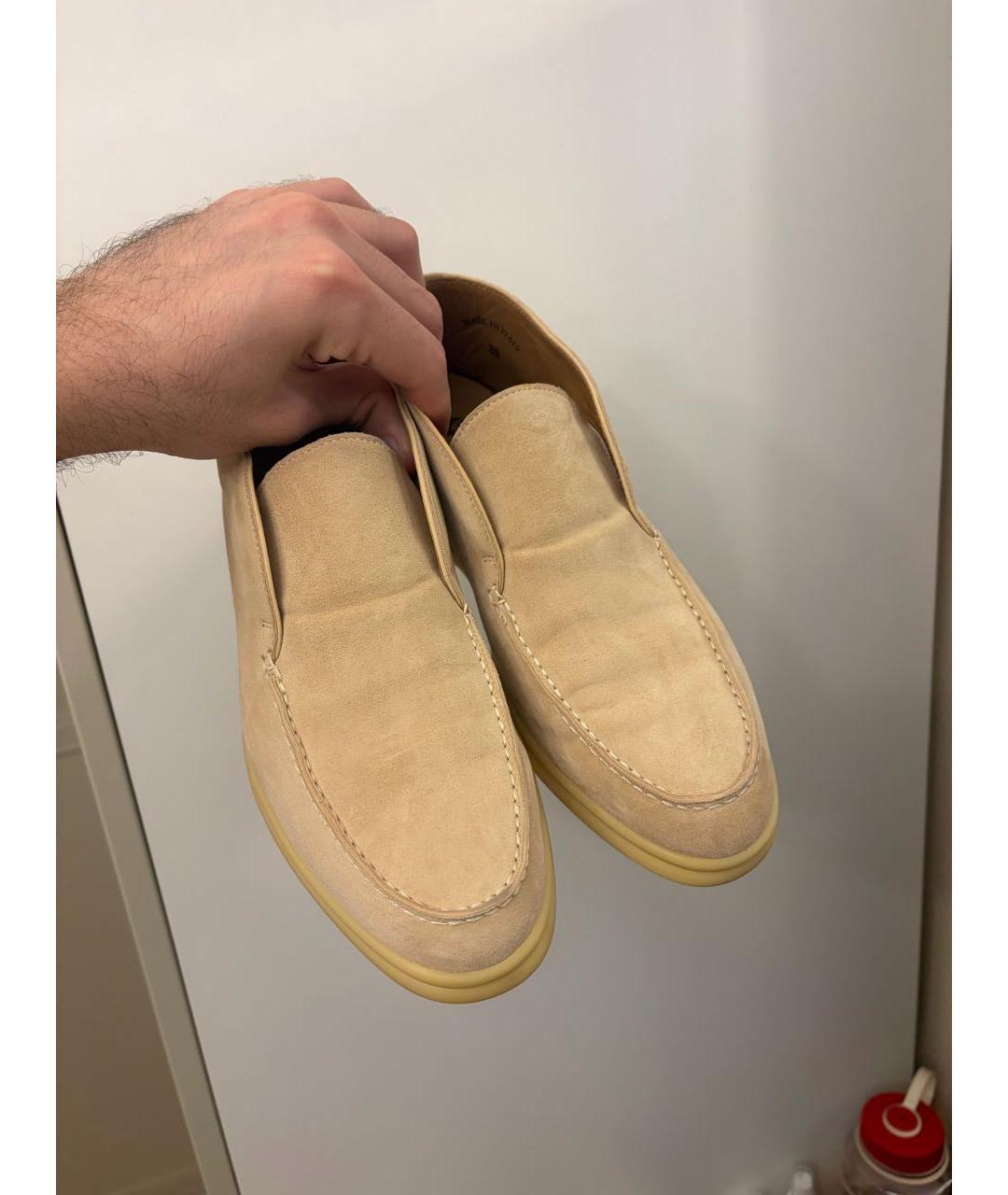 LORO PIANA Бежевые замшевые лоферы, фото 5